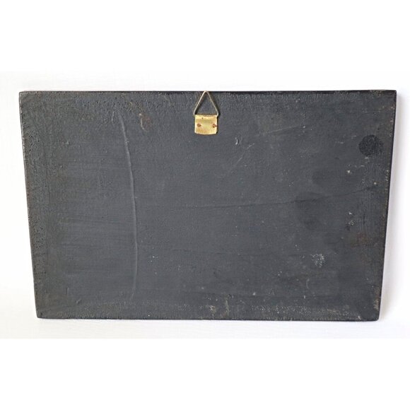 3 Piece Vietnamese Wood Black Lacquer Daily Life Fishing Village Eggshell Wall A - Picture 3 of 6